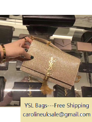 2017 Saint Laurent 451259 Classic Kate Monogram Tassel Chain Wallet Gold - Click Image to Close
