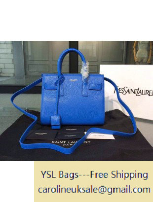 Saint Laurent Classic Nano Sac De Jour Bag in Blue Grained Leather - Click Image to Close