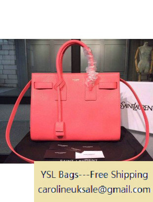Saint Laurent Classic Small Sac De Jour Bag in Hot Pink Grained Leather - Click Image to Close