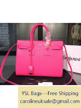 Saint Laurent Classic Small Sac De Jour Bag in Rose Red Grained Leather