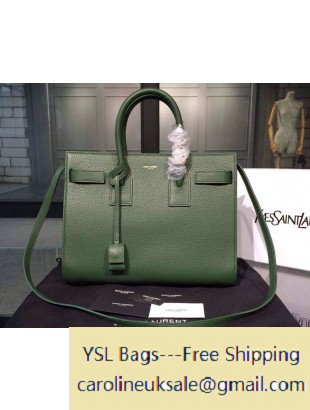 Saint Laurent Classic Small Sac De Jour Bag in Dark Green Grained Leather - Click Image to Close