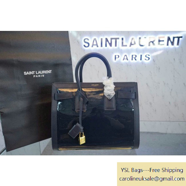 2015 Saint Laurent Small Sac De Jour Bag in Black Patent Leather