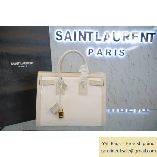 2015 Saint Laurent Nano/Small Sac De Jour Bag in White Patent Leather