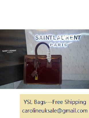 2015 Saint Laurent Small Sac De Jour Bag in Burgundy Patent Leather