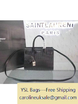 Saint Laurent Classic Nano Sac De Jour Bag in Black Crocodile Embossed Leather - Click Image to Close