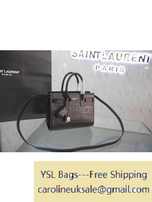 Saint Laurent Classic Nano Sac De Jour Bag in Black Crocodile Embossed Leather - Click Image to Close