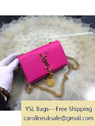2015 Saint Laurent Classic Small Monogram Tassel Satchel 354120 in Smooth Calfskin Rosy - Click Image to Close