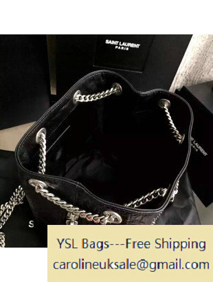 2016 Saint Laurent 425088 Classic Baby Emmanuelle Chain Bucket Bag in Black Crocodile Leather