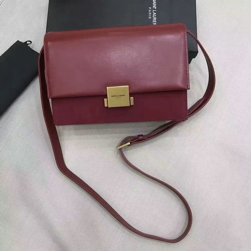 2017 Saint Laurent Medium Bellechasse Bag in dark red leather and suede