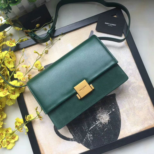 2017 Saint Laurent Medium Bellechasse Bag in green leather and suede