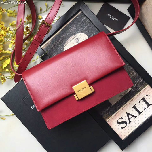 2017 Saint Laurent Medium Bellechasse Bag in red leather and suede