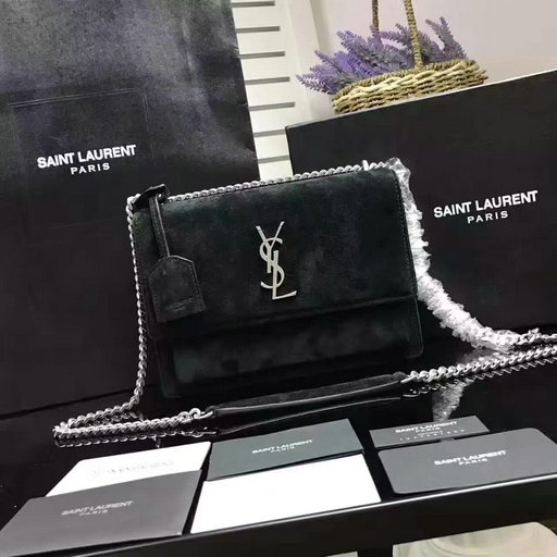 2017 Saint Laurent Medium Sunset Monogram Bag in Suede Leather
