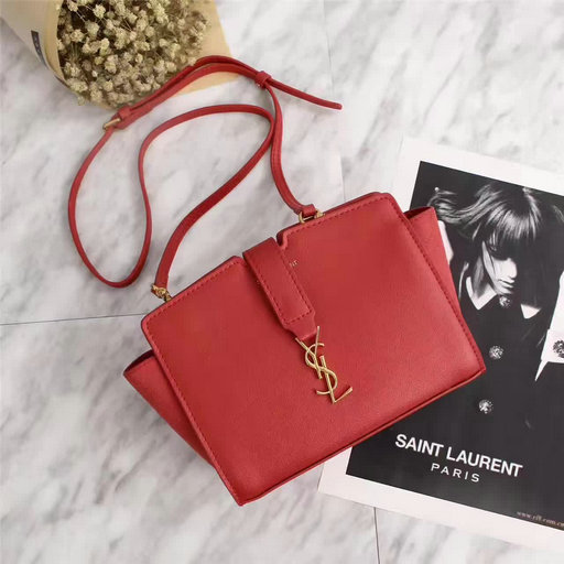 2017 Toy YSL Cabas Shoulder Bag in Red Leather and Suede