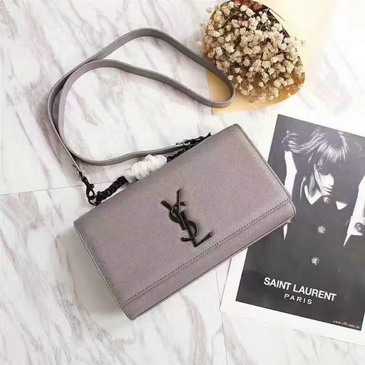 2017 Saint Laurent Medium Kate Monogram Satchel Grey with black hardware