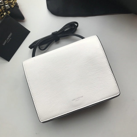 2018 New Saint Laurent Mini Shoulder Bag in White/Black Leather