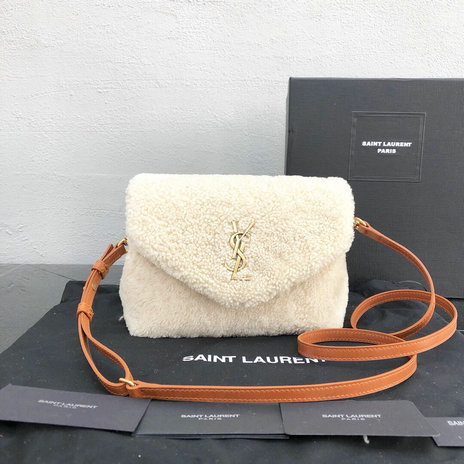 2018 Saint Laurent Small Loulou Bag in Ivory Shearling