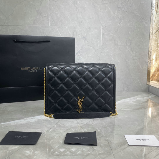 2019 Saint Laurent BECKY Small CHAIN bag in black quilted lambskin