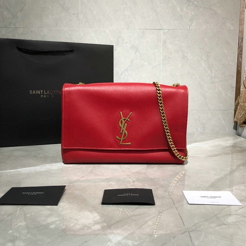 2019 Saint Laurent Kate Medium Reversible Bag in red suede and smooth leather