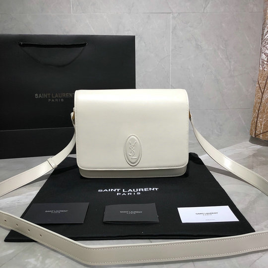 2019 New Saint Laurent LE 61 Medium Saddle Bag in blanc vintage smooth leather