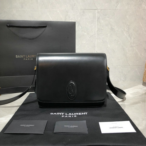 2019 New Saint Laurent LE 61 Medium Saddle Bag in black smooth leather