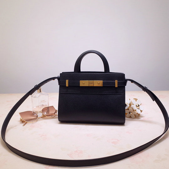 2019 Saint Laurent Manhattan Nano Bag in black grain de poudre embossed leather
