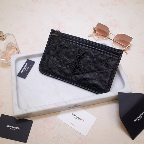 2019 Saint Laurent NIKI bill pouch in crinkled vintage leather