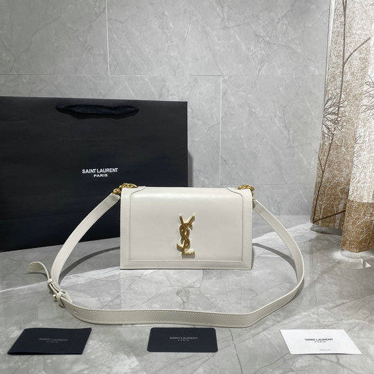 2020 Saint Laurent Book Bag in white leather
