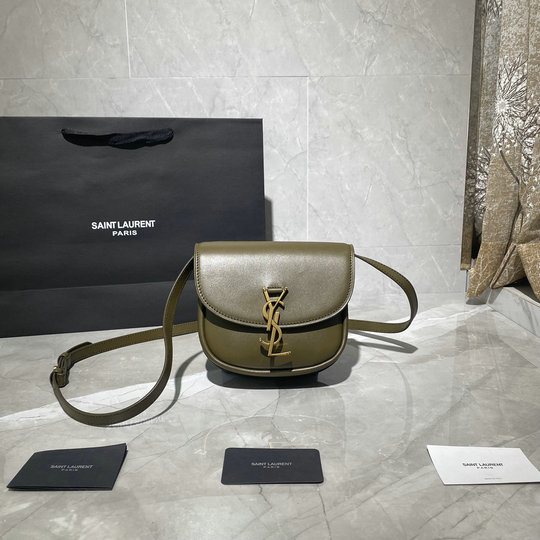 2020 Saint Laurent Kaia Small Satchel in green smooth leather