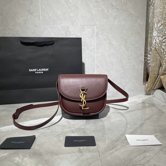 2020 Saint Laurent Kaia Small Satchel in burgundy smooth leather