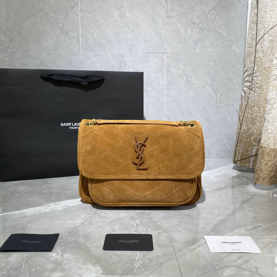 2020 Saint Laurent Niki Medium Monogram Bag in Cinnamon Suede