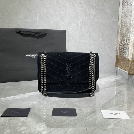 2020 Saint Laurent Niki Medium Monogram Bag in Black Suede