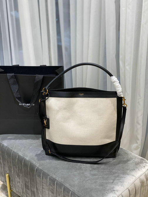 2020 Saint Laurent Tag Hobo Bag in canvas and leather