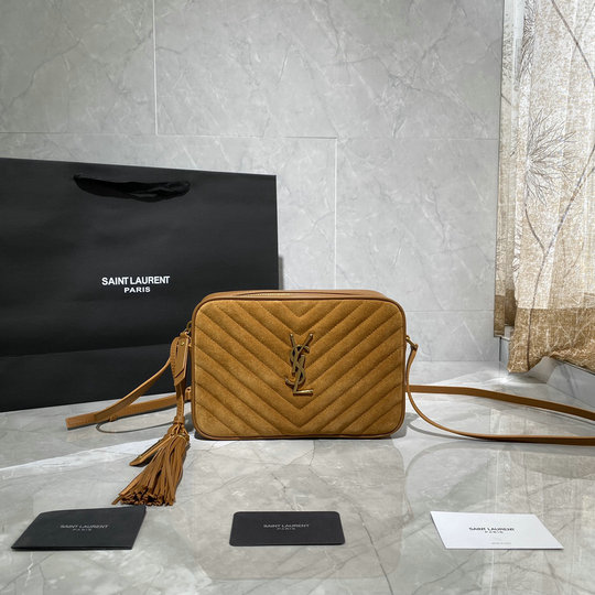2020 Saint Laurent Lou Camera Bag in cinnamon suede and calf leather