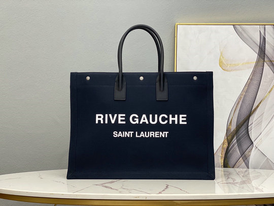 2020 Saint Laurent Rive Gauche Tote Bag in linen and leather