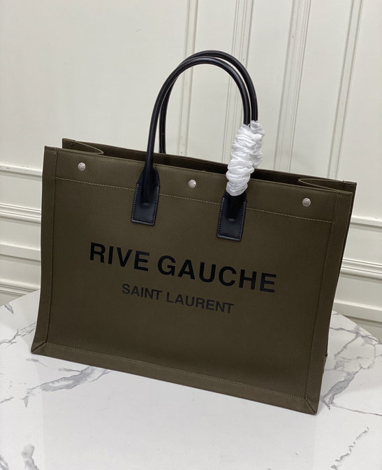 2020 Saint Laurent Rive Gauche Tote Bag in linen and leather