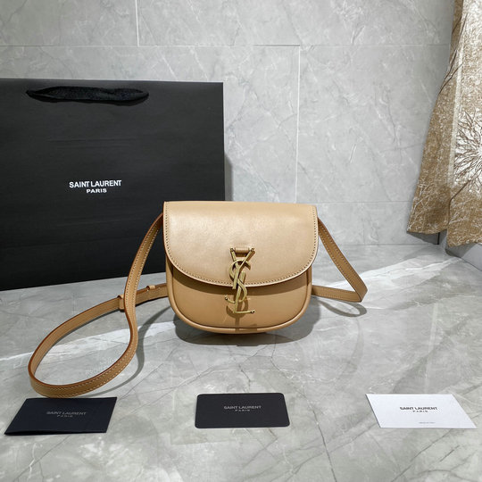 2021 Saint Laurent Kaia Small Satchel in brown gold smooth leather