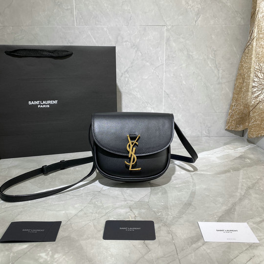 2021 Saint Laurent Kaia Small Satchel in black smooth leather