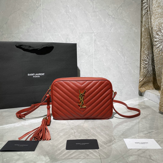 2018 Latest Saint Laurent Lou Camera Bag in Red Quilted Leather