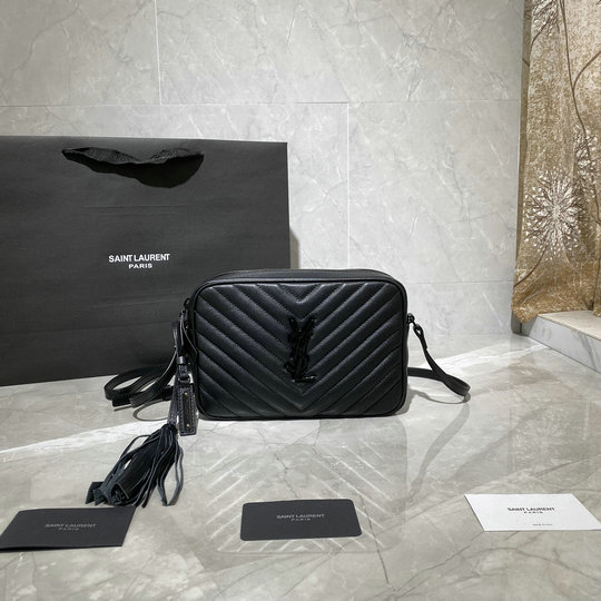 2021 Saint Laurent Lou Camera Bag in Black Quilted Leather