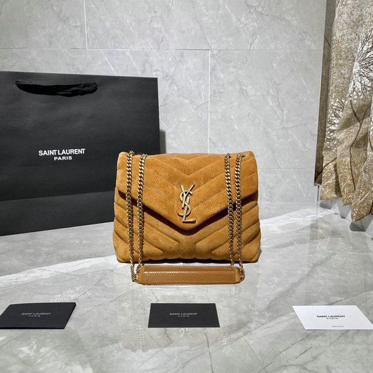 2021 Saint Laurent Loulou Small Bag in Cinnamon Y-quilted Suede