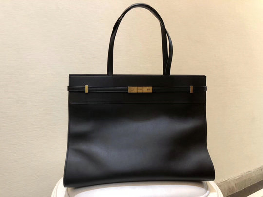 2021 Saint Laurent Manhattan Shopping Tote Bag in black leather