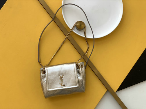 2021 Saint Laurent Mini Nolita Bag in Light Gold Lambskin