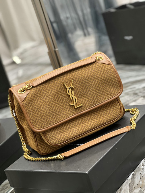 2021 Saint Laurent Niki Medium Bag in Brown Suede with braid motif