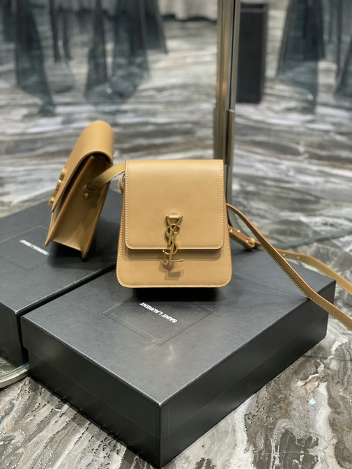 2021 Saint Laurent Kaia North/South Satchel in brown gold vegetable-tanned leather