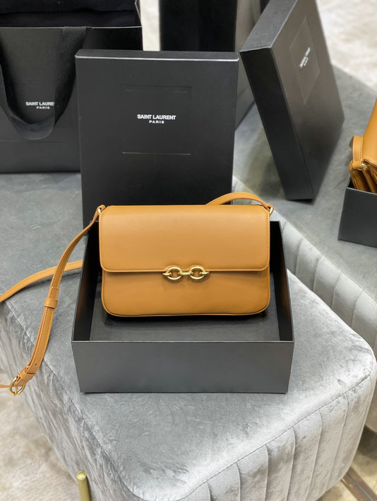 2021 Saint Laurent Le Maillon Satchel in mustard smooth leather