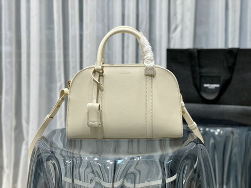 2021 Saint Laurent Lock Baby Duffle in Blanc Vintage Smooth Leather