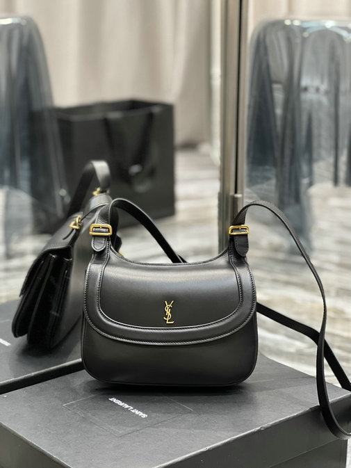 2022 Saint Laurent Charlie Medium Shoulder Bag in black smooth leather - Click Image to Close
