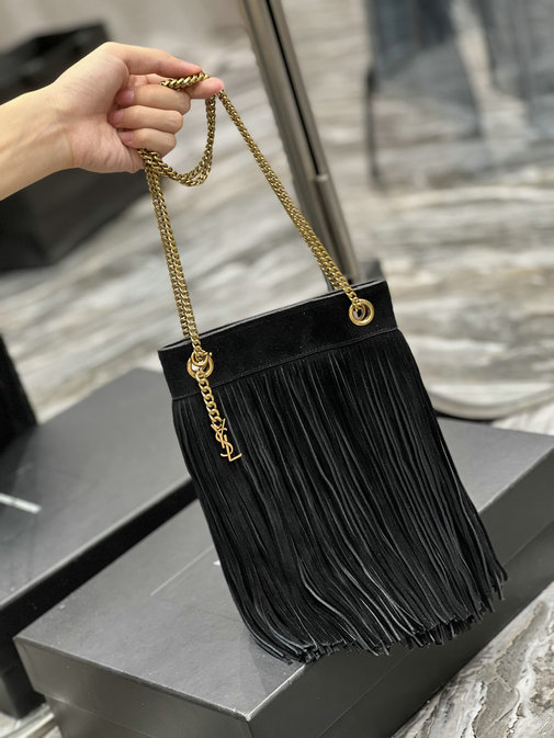 2022 Saint Laurent Grace Small Chain Bag in Black Suede - Click Image to Close