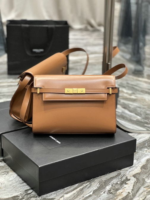 2022 Saint Laurent Manhattan Shoulder Bag in Brick Leather