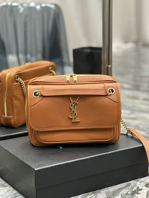 2022 Saint Laurent Niki Camera Bag in Vintage Cognac Smooth Leather